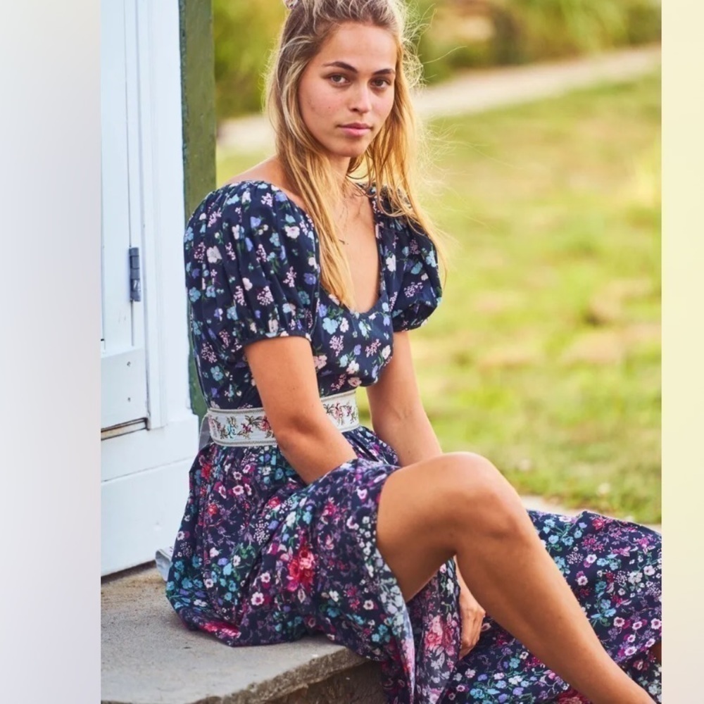 LoveShackFancy Cottagecore Lais Puff Sleeve Floral Maxi Dress NWT Size 4